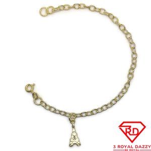 Eiffel Tower charm 7 inch Bracelet 999 Yellow Gold